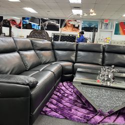 🤩🤩Black Power Leather Sectional All The Options!! Last One Floor Sample Sale $2399!! 🤩🤩