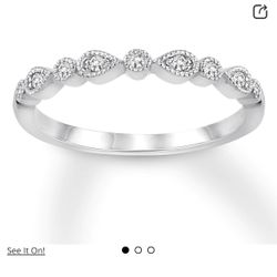 Diamond Wedding Band Vintage Style- Engagement - Promise- Ring