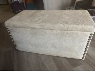 White leather Ottoman Bench