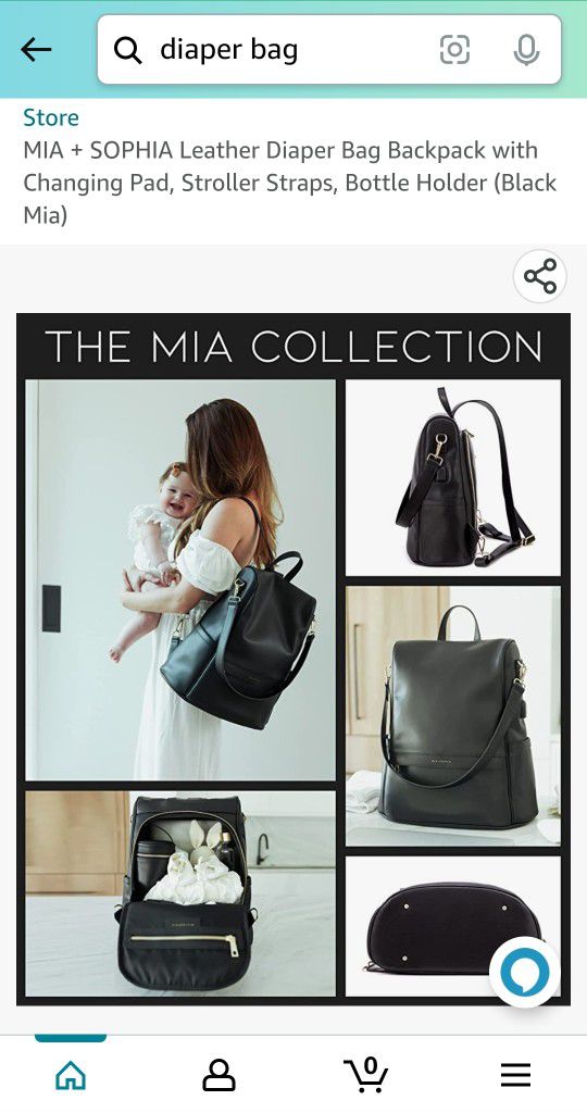  MIA + SOPHIA Leather Diaper Bag Backpack with Changing Pad,  Stroller Straps, Bottle Holder (Black Mia) : Baby