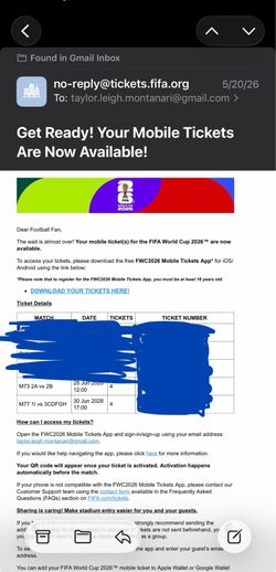 FIFA World Cup - 2A v. 2B - Match 73. LA, June 28th. Category 2 - Section 542: Row 8 - 4 tickets