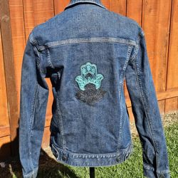 Jean Jacket Embroidered Hamsa