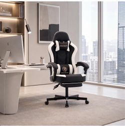 Desk Computer Gaming Chair - High Back Ergonomic Office Chair with Footrest and Lumbar Support, Swivel Comfy Home Gamer Video Game Chairs with Pocket 