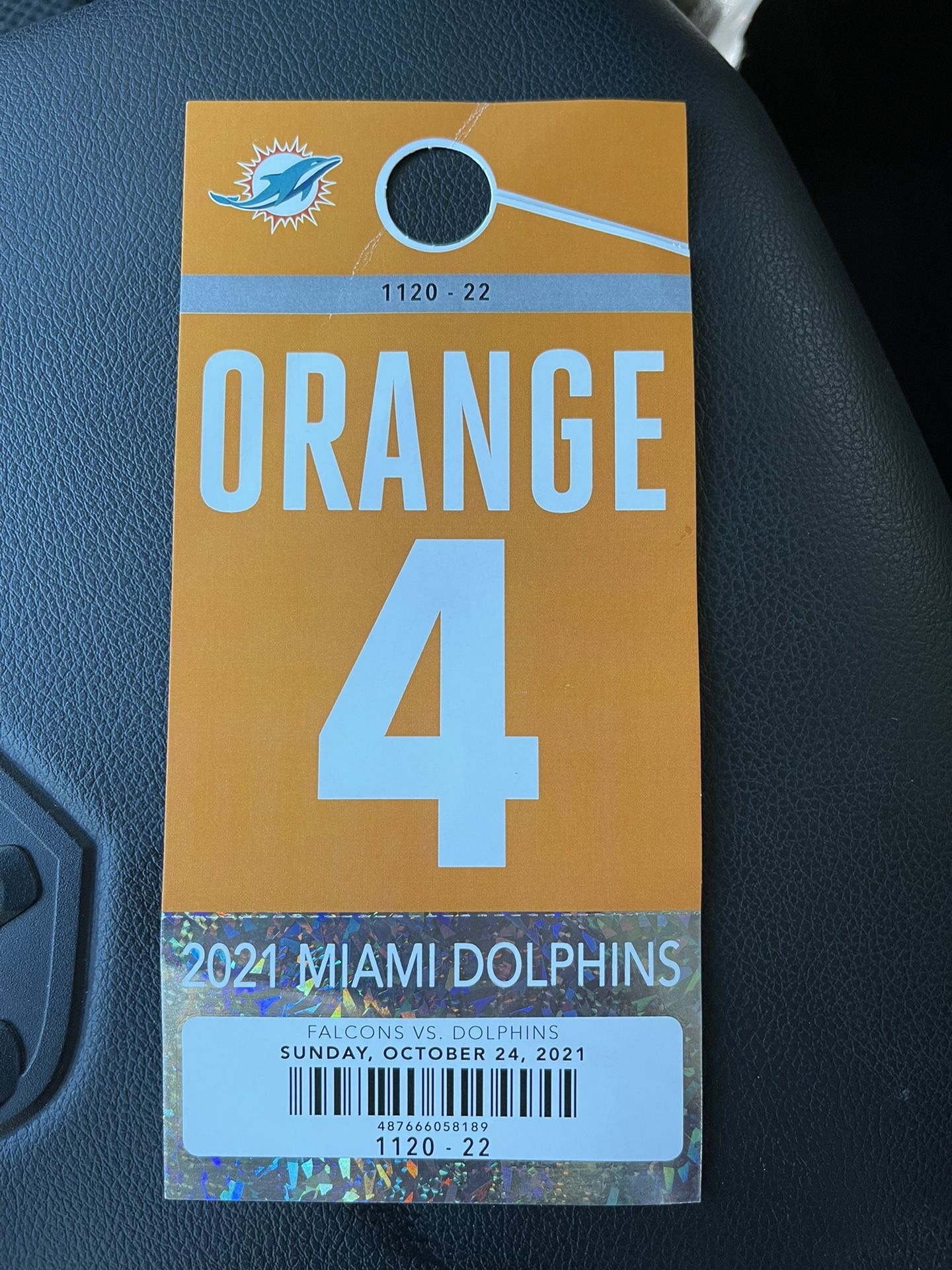 Miami Dolphins/ Atlanta Falcons:  Sunday 10/24 Parking Pass Only 