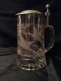 German Glass & Pewter Beer Stein