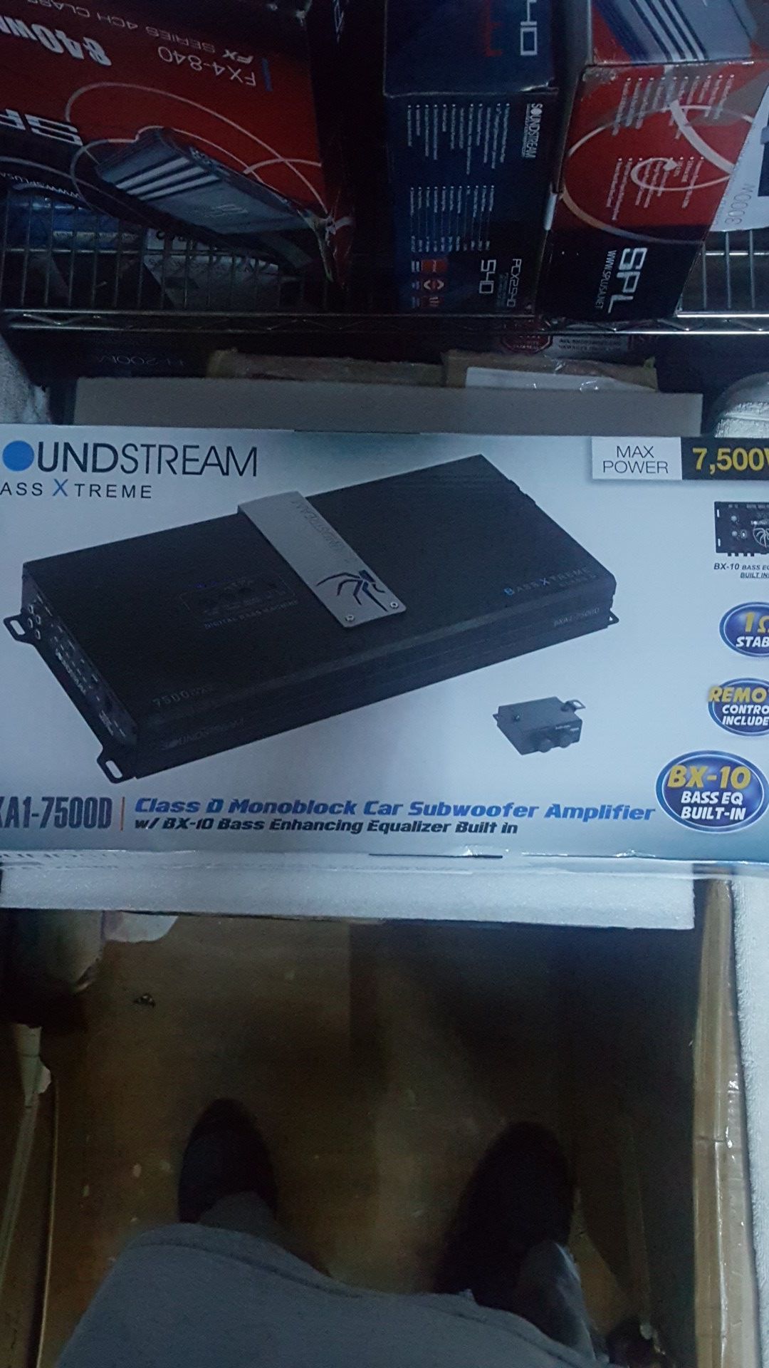 Soundstream BXA1-7500D 2500W RMS at 1 ohm class D mono subwoofer amplifier with built in Bass Processor 7500W Max