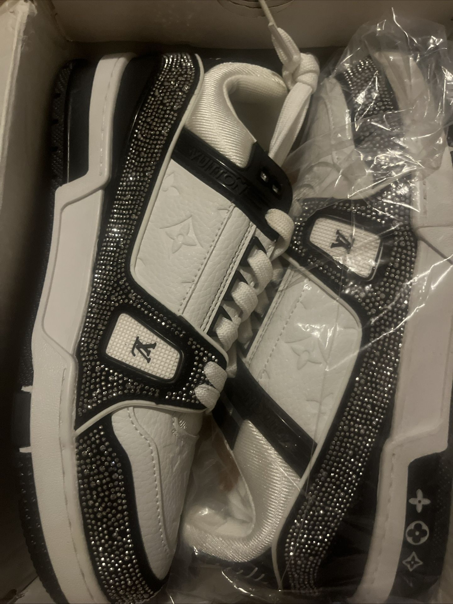 LV trainer swarovski sneakers