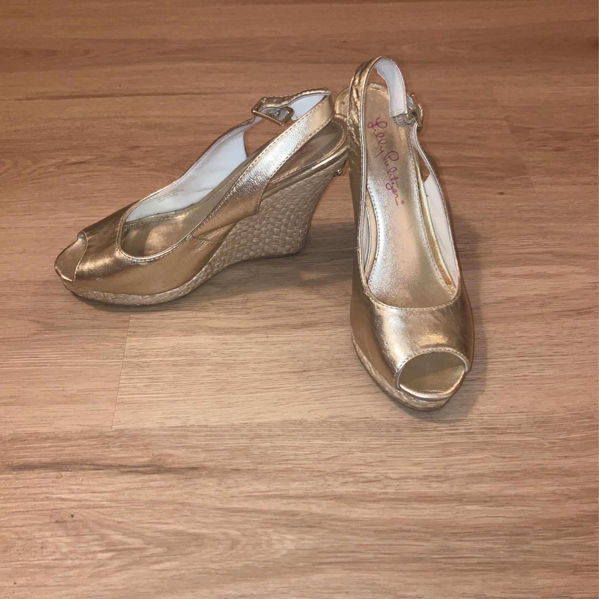 Lily Pulitzer Gold Wedges