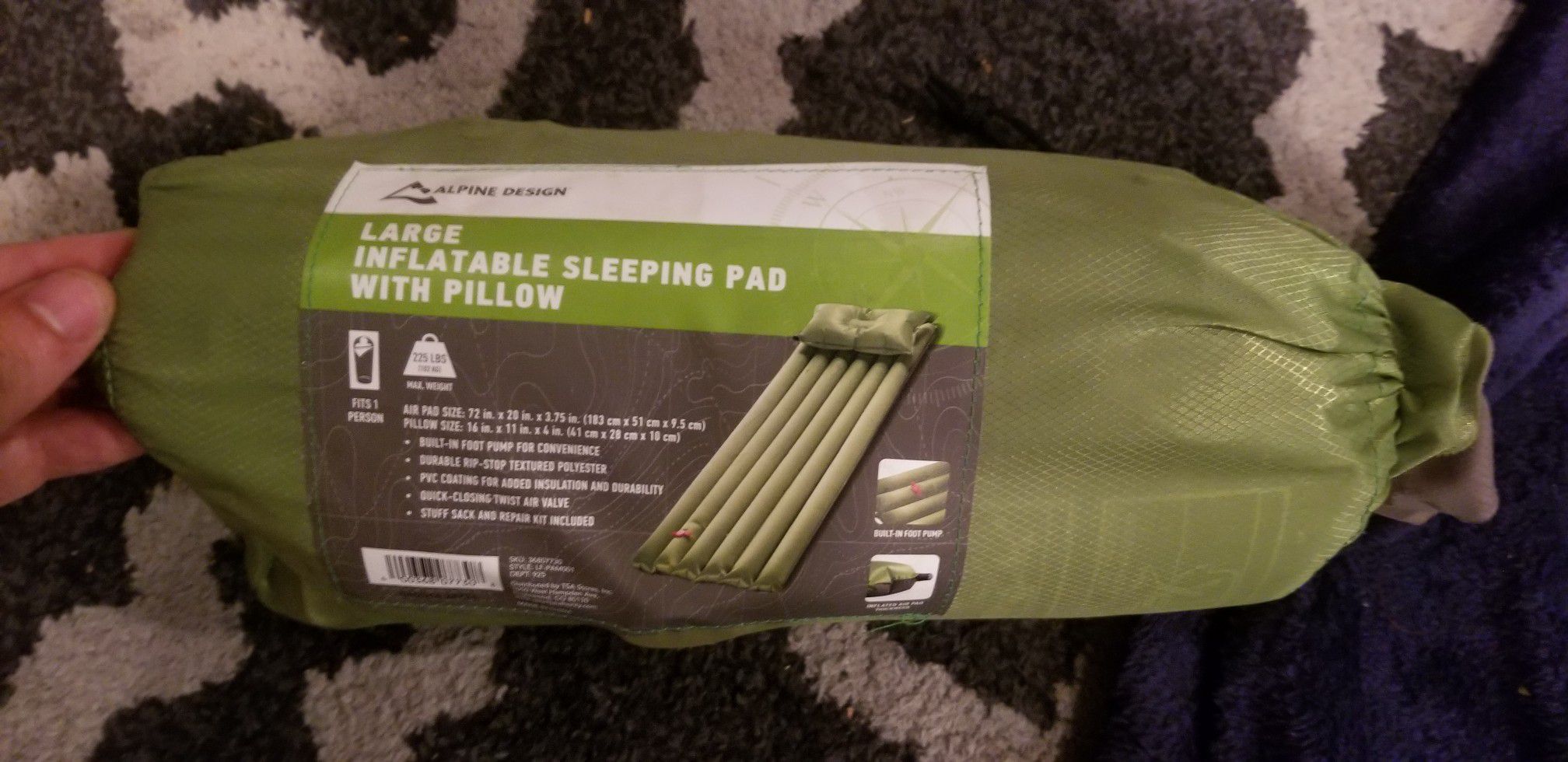 Inflatable mattress air with pillow hiking gear no broken back