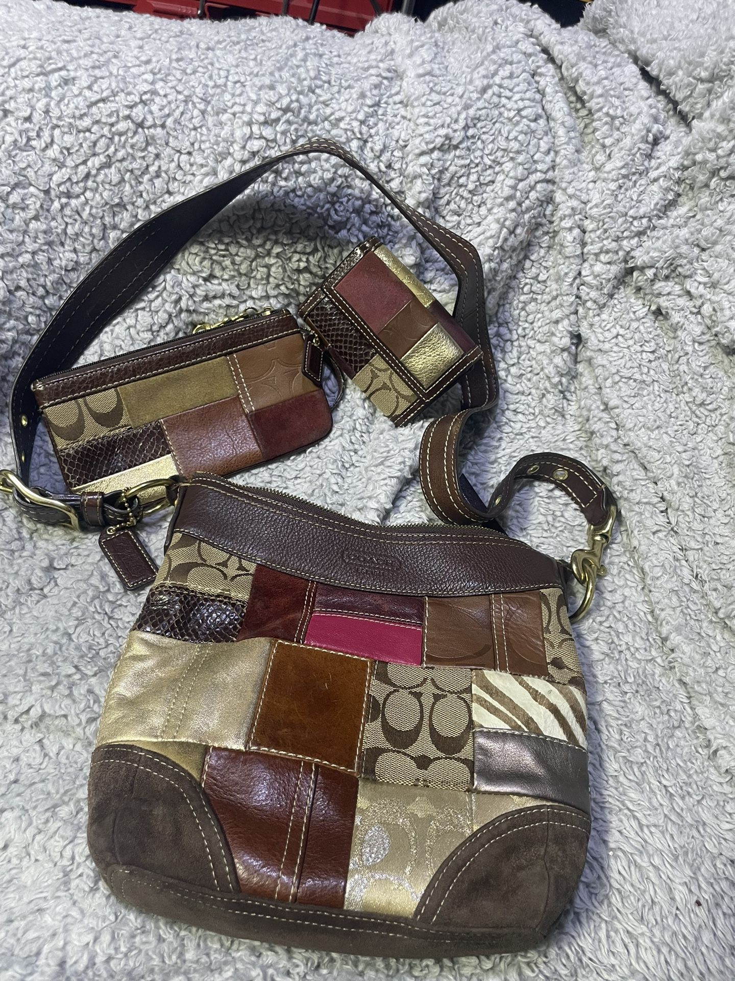 Authentic Vintage Coach Patchwork Trio