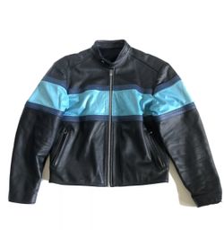 Men's North Bound Leather 6130 Striped Engineer Jacket Blue/Turquois Stripes