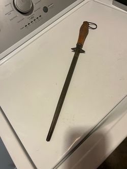 Vintage Handheld Honing Steel with Wooden Handle Village Blacksmith