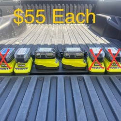RYOBI ONE+ 18V 4.0 Ah Lithium HIGH PERFORMANCE Battery & Charger Starter Kit **$55 Each**