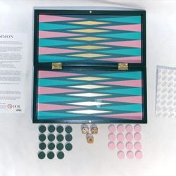 The GAMES CLUB Backgammon Set - Stylish, Colorful Wooden Game Board