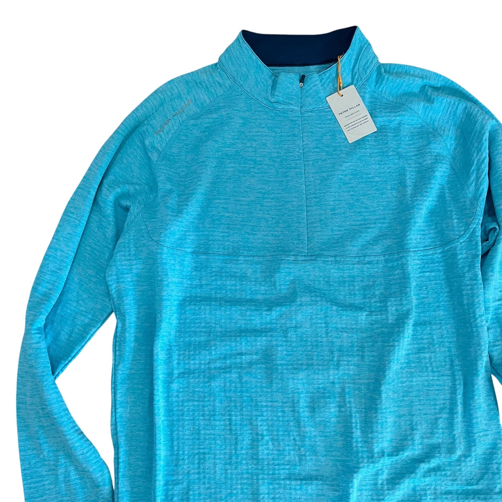 NEW Peter Millar Golf Crown Sport Active 1/4 Zip Sweater Turquoise Lightweight Long Sleeve Men’s Size Large NWT