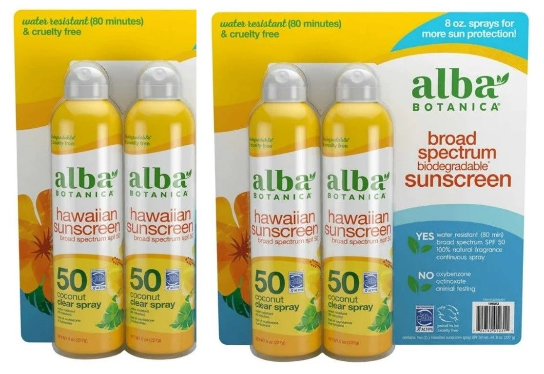 4-Pack! Alba Botanica Hawaiian Sunscreen Coconut SPF 50!