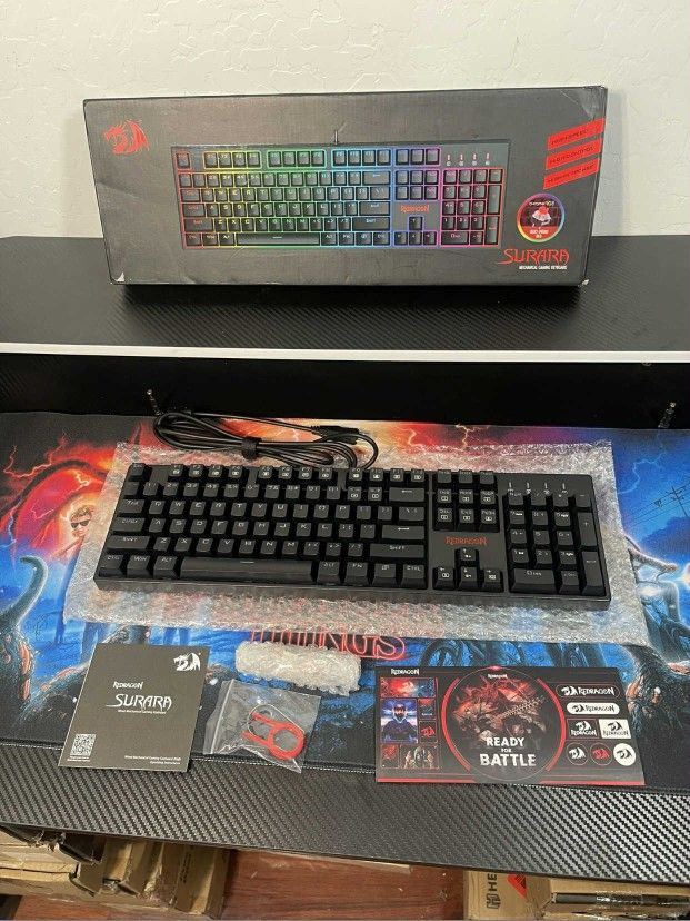New Redragon K582 RGB Mechanical Gaming Keyboard, 100% 104 Keys Standard Layout Gaming Keyboard W/ Double-Shot ABS Keycaps, Dynamic 16.8M RGB Backlit