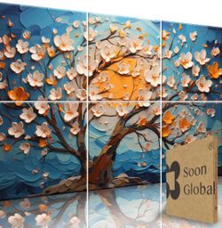 NEW Sealed/With Box Acoustic Wall Panels - Set of 6 Sound Absorbing Wall Art 72x48”