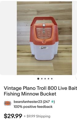 Vintage Plano Troll 800 Live Bait Fishing Minnow Bucket for Sale