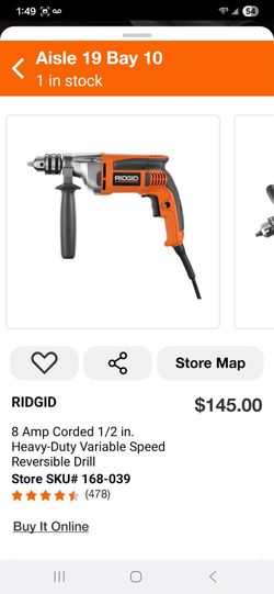 8 Amp Corded 1/2 in. Heavy-Duty Variable Speed Reversible Drill