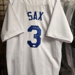 Dodgers Steve Sax Signed,  Inscribed,  JSA-Certified Jersey 