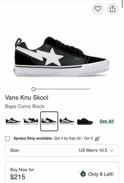 Bathing ape vans Nu school