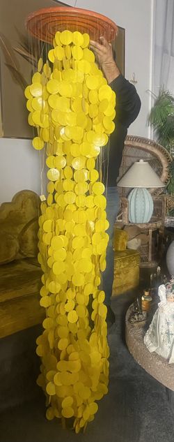 Vintage Capiz Shell 3 Tier/Bulb Chandelier In The Style Of Verner Panton