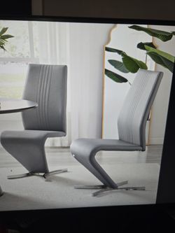 2 Wilhelm faux leather chrome Z leg dining chairs