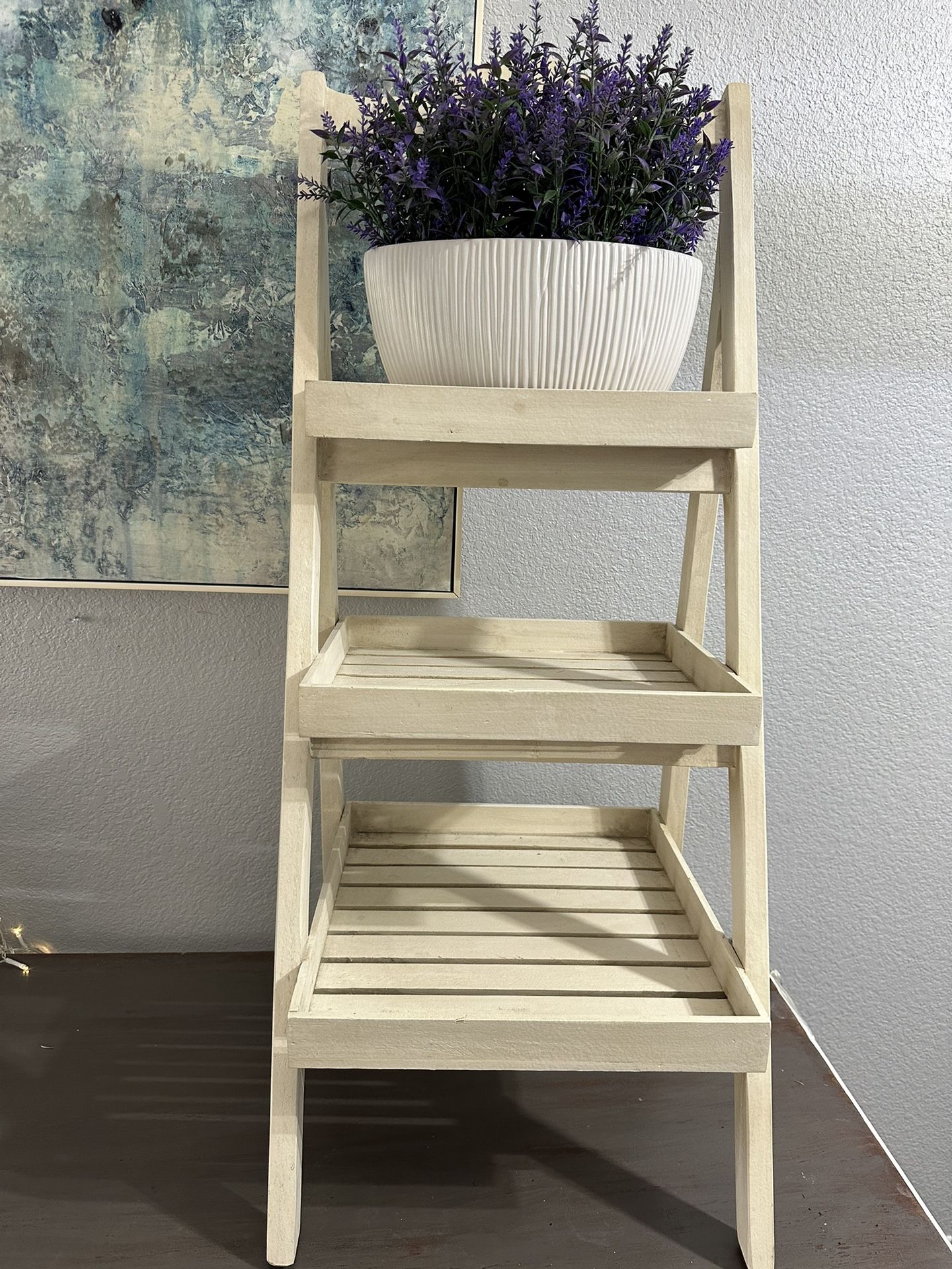 WORLD MARKET 🌸✨Light Bare Wood 3 Tier Ladder Shelf
