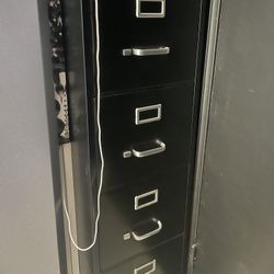 Large Filing cabinet - Metal Black with Key 4 Drawer
