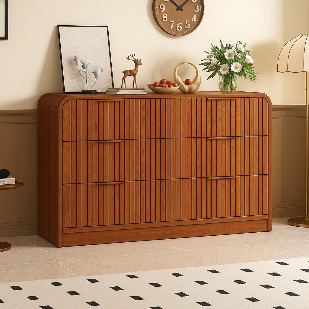 Fluted 6-Drawer Dresser Organizer – Modern Style