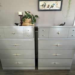 2 Available, Solid Wood MCM 4 Drawer Dressers