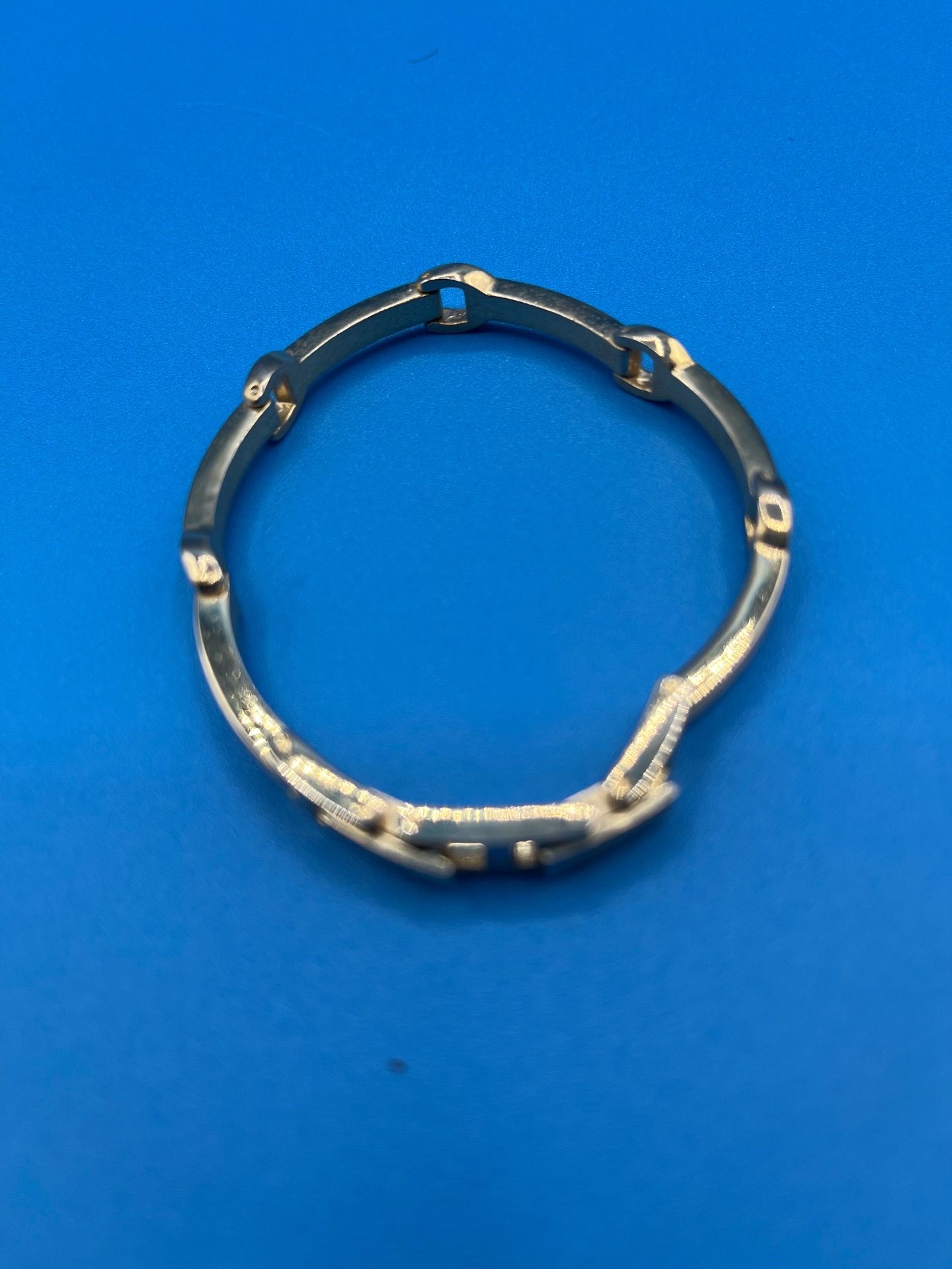 Two-tone silver and gold metal link chain bracelet