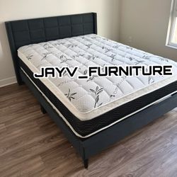 NEW QUEEN BED FRAME WITH MATTRESS 