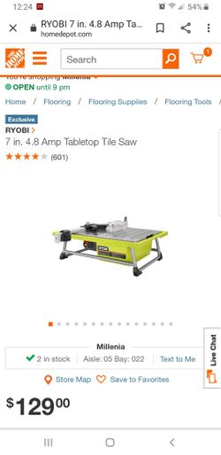 Ryobi 7 in. 4.8 Amp Tabletop Tile Saw