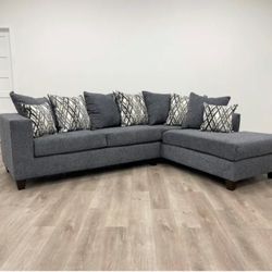New Grey Velvet Living Room Sectional - Delivery And Financing Available 