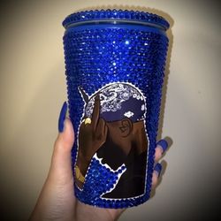 Blue Rhinestone 2pac/Tupac Tumbler 