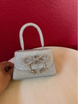 Mini evening bag sparkling bow clutch for girls