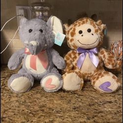 Set of 2 brand new elephant & monkey stuffed toy animal•beautiful gift. All for $8