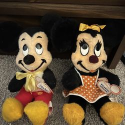 Vintage Mickey And Minnie Mouse plush