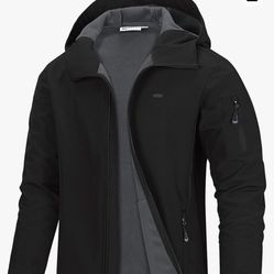 33,000ft Men's Hooded Softshell Jacket Waterproof Lightweight Insulated Windbreaker Fleece Lined Rain Shell Jacket