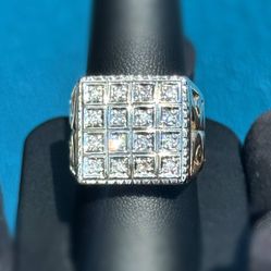 18k solid rose gold 0.55CTW Natural Diamond square pattern fashion ring sz 9.5