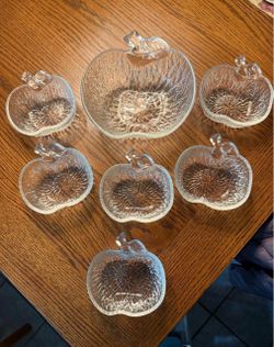 Large German Apple Shaped Bowl With Six Small Bowls
