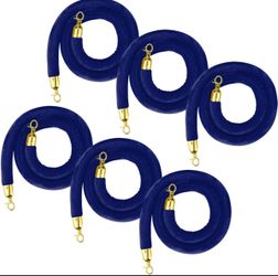6 Pack Blue Velvet Stanchion Rope