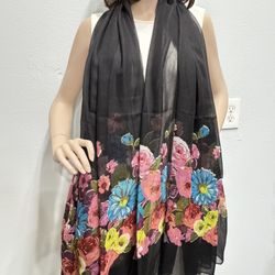 Beautiful pure cotton long scarf 45” x 73” (floral pattern)