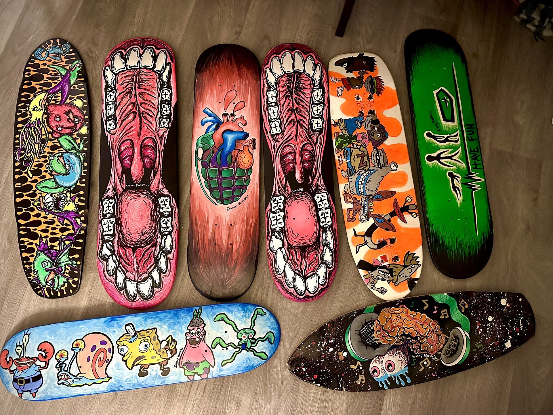 Hand painted skateboard decks