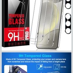 4 Pack Glass Screen Protector for Samsung Galaxy S25 Plus[6.7 inch] + 2 Pack Camera Lens Protector,9H Tempered Glass,HD Tempered Glass, Fingerprint Un