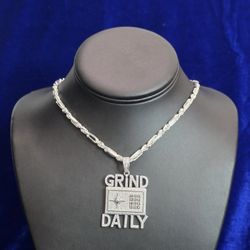Silver Moissanite Custom Pendent With Chain 
