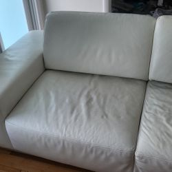 White genuine leather couch