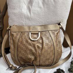 Gucci Metallic Gold Guccissima Leather DRing Shoulder Bag